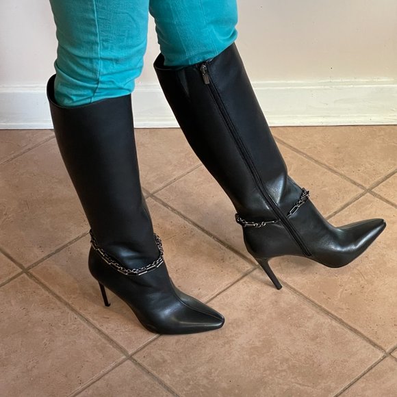 SOLD-Vince Camuto Black Felinda High Heeled Leather Boots - Picture 5 of 8